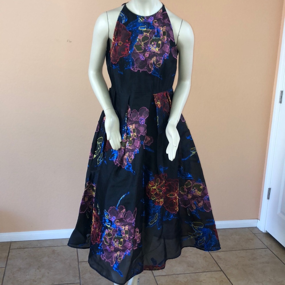 $180🔥LK BENNETT Floral Maxi Dress w/ Shimmer Size 10 US